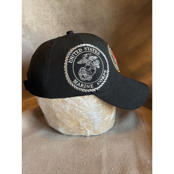New United States Marine Corps Semper Fi Hat Cap Black Embroidered Adjustable - Picture 6 of 13